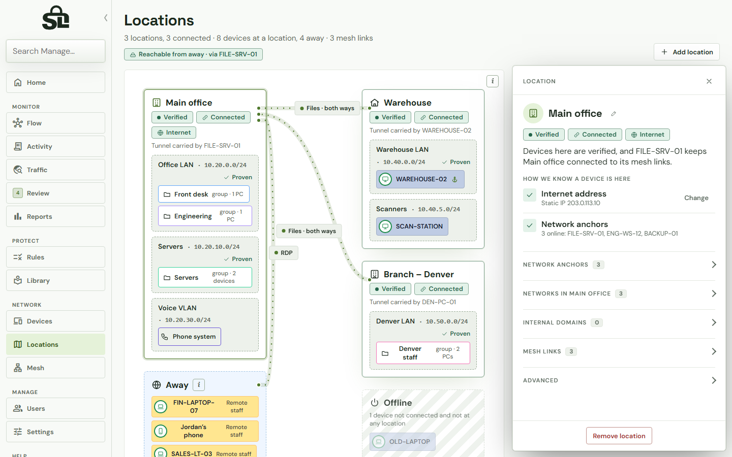 ShadowLatch A location, up close with example data