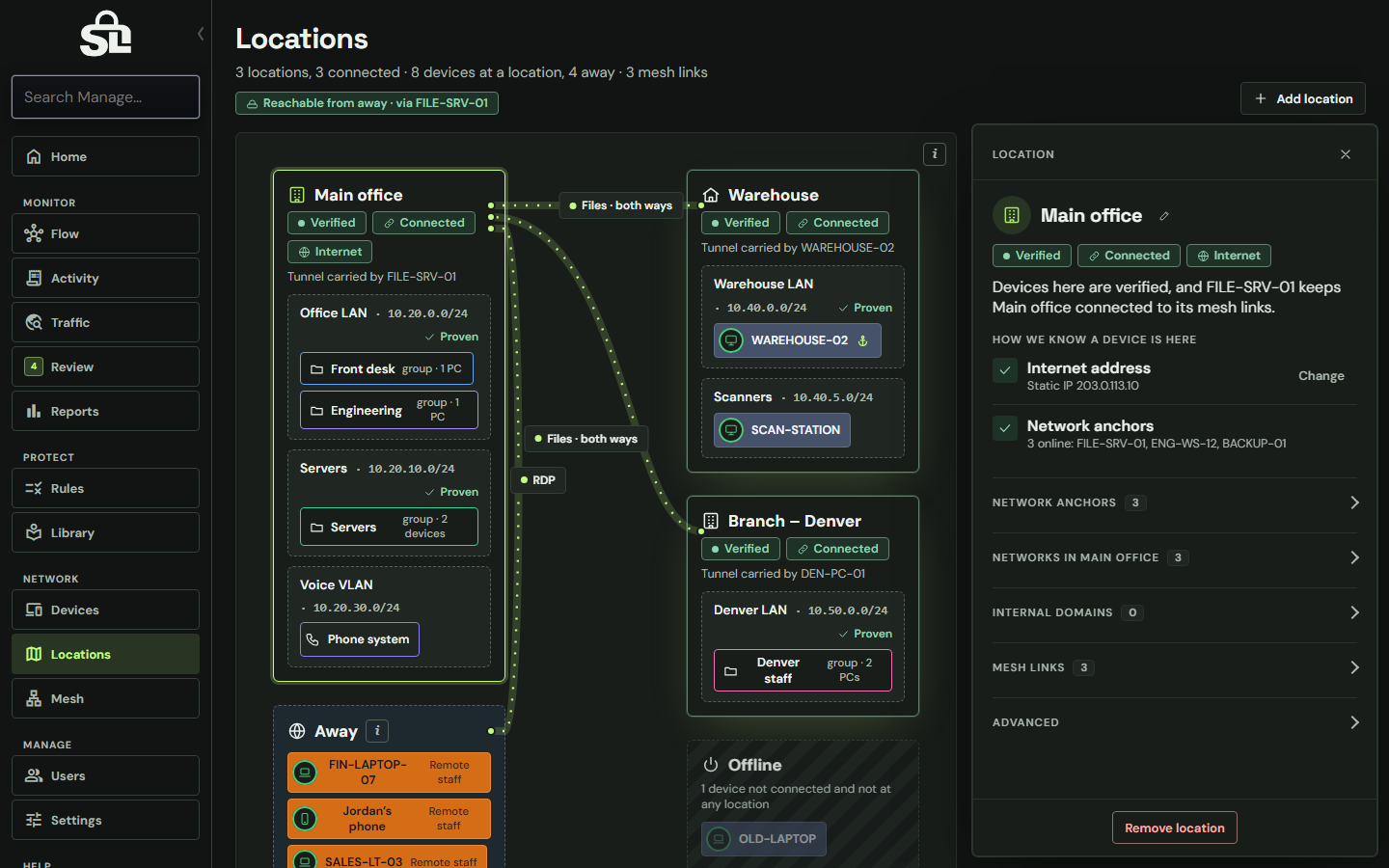 ShadowLatch A location, up close with example data