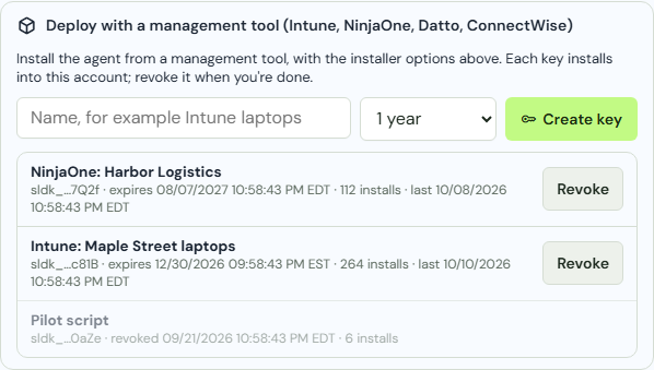 ShadowLatch Deployment for an IT provider, with example clients