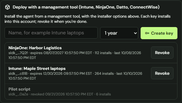 ShadowLatch Deployment for an IT provider, with example clients